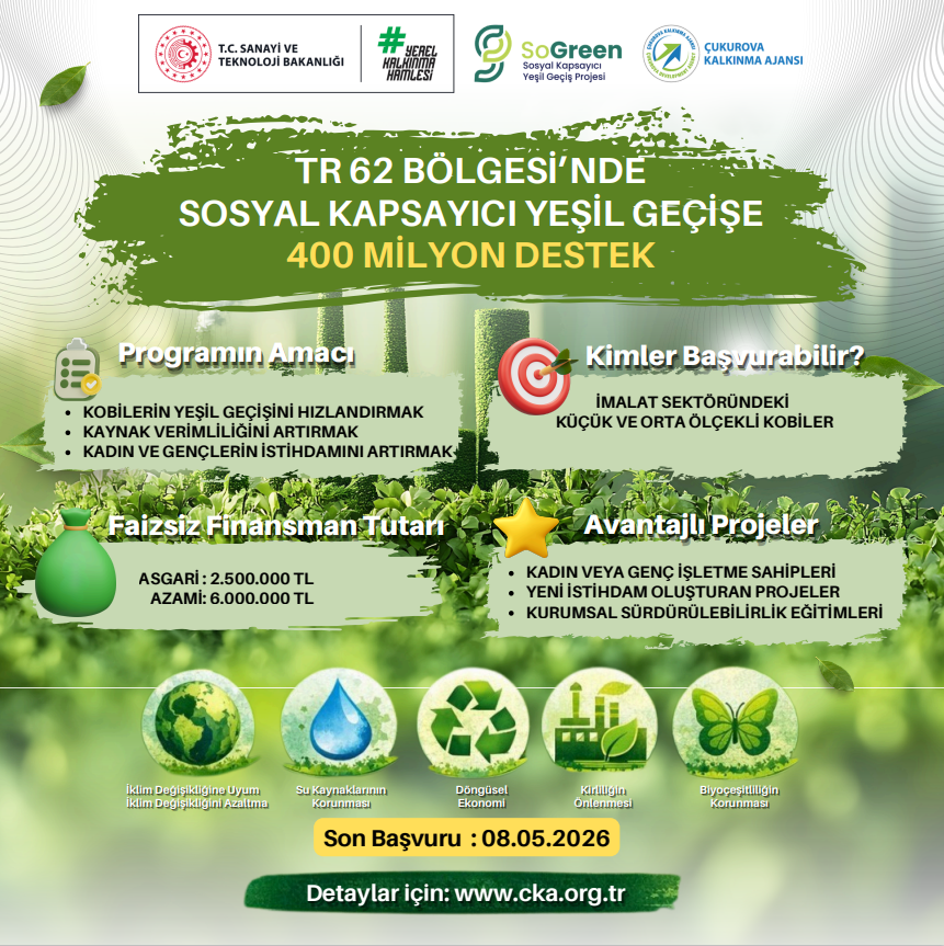 Sosyal Kapsayıcı Yeşil Geçiş Geri Ödemeli Finansman Desteği Programı İlan Edildi